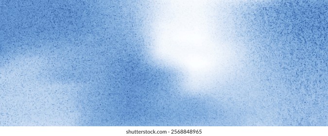 A blue, textured background with a soft, cloudy effect. The background blends blue and white, creating a serene, airy background. Minimal grainy texture vector gradient background 