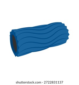 Eine blau strukturierte Schaumstoffrolle für Physiotherapie, Muskelerholung und Fitnessübungen. Flache Vektorgrafik einzeln auf weißem Hintergrund.