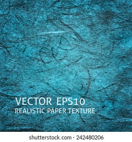 Blue textured paper background. Grunge vector texture.