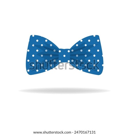  Blue Textured Polka Dot Bow Tie Icon Closeup Isolated. Silk Glossy Bowtie, Tie Gentleman. 