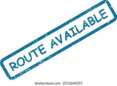 Um carimbo texturizado azul com "ROUTE AVAILABLE", adequado para indicar caminhos abertos, opções ou navegação bem-sucedida.