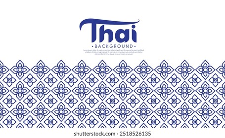 Fundo padrão azul tailandês. Padrões tailandeses tradicionais para capas, brochuras, web e anúncios na internet. Ilustração em tailandês de linha de vetor