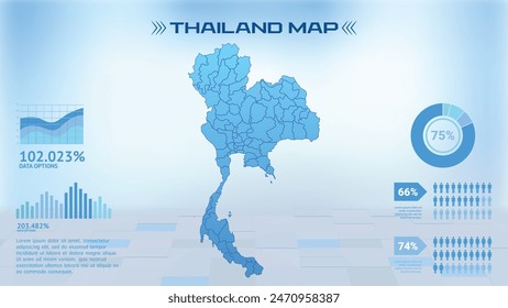 Blue Thailand Map with States, Political Thailand infographic map vector illustration