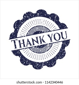Blue Thank you distress rubber texture