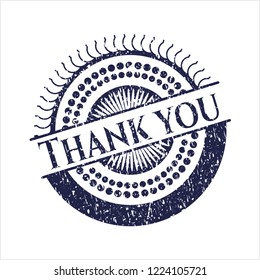 Blue Thank you distress with rubber seal texture