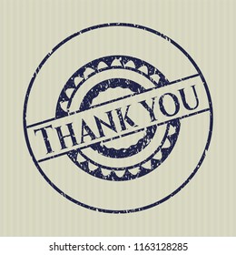 Blue Thank you rubber grunge texture seal