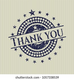 Blue Thank you rubber stamp with grunge texture