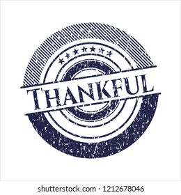 Blue Thankful distress rubber grunge stamp