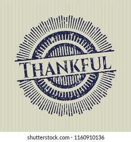 Blue Thankful distressed rubber grunge seal
