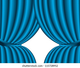 Blue theater silk curtain background with wave, EPS10