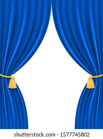 blue theatrical curtain for design vector illustration isolated on white background