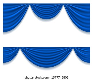blue theatrical curtain for design vector illustration isolated on white background