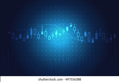 Blue theme background concept about investment in stock. Vector stock charts and market analysis. Ideal for technology concept background.