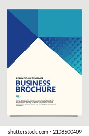 Blue Theme Business Broschüre mit Farbverlauf-Dreiecke Ornamente. Geeignet für Geschäftsberichte, Geschäftsmodelle, Unternehmensprofil und Unternehmensaussichten.