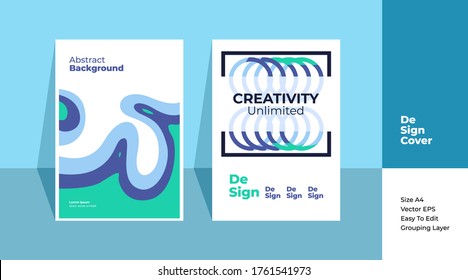 Blue theme colour Paper A4 cover templates with 100% Vector, ready to use, editable scalable, for company profile, poster, book cover, flyer, advertise, product promotion, social media or other.