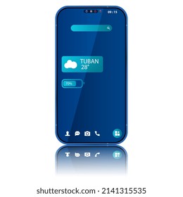 Blue theme homescreen ui, Smartphone redesign realistic object 