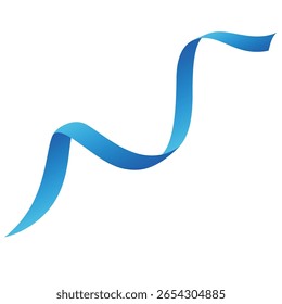 Blaues, thematisches Satinband einzeln auf weißem Hintergrund. Vektorgrafik.
