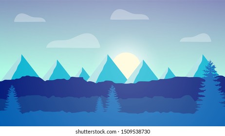 Blue theme sun rising natural scenery 