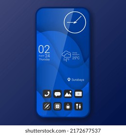 blue theme user interface realistic smartphone design, vector design illustration