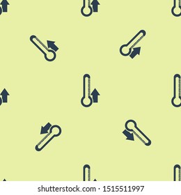 Blue Thermometer icon isolated seamless pattern on yellow background.  Vector Illustration