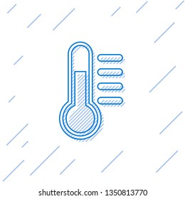Blue Thermometer line icon isolated on white background. Vector Illustration