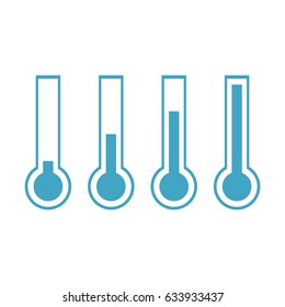 Blue thermometers. Vector illustration.