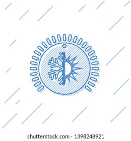 Blue Thermostat line icon isolated on white background. Temperature control. Vector Illustration