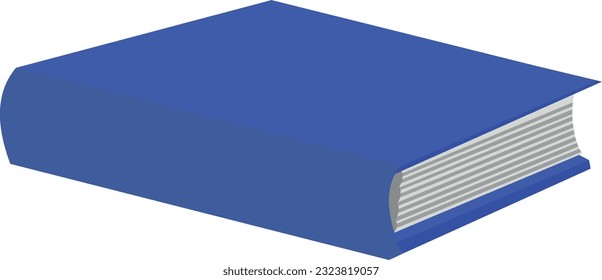 Blue thick book with blank cover isolated on transparent background