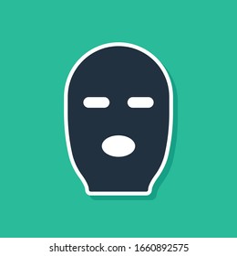 Icono de máscara del ladrón azul aislado en fondo verde. Máscara de bandido, criminal. Ilustración vectorial