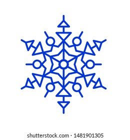 Blue thin line snowflake. Outline simple snowflake icons. Line winter symbol for website design and mobile application or ui. Vector illustration.