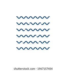 blue thin line water wave icon like wavy logo. concept of ripple or drop on water. lineart flat style trend modern simplify aqua logotype graphic stroke art design element isolated on white background