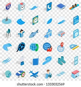 Blue thing icons set. Isometric style of 36 blue thing vector icons for web for any design