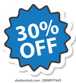 Blue thirty percent off badge for shopping promotion