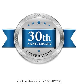 Blue thirty year anniversary seal