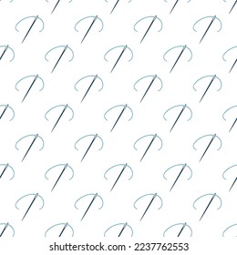 Blue Thread and Needle vector Needlework concept geometric seamless pattern