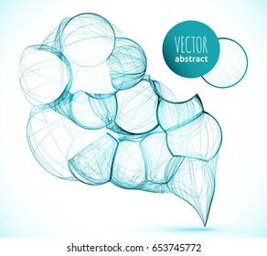 Blue threads tangles transparent abstract vector speech bubble