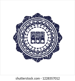 Blue three folders icon inside rubber grunge stamp
