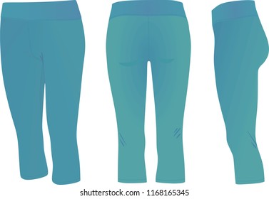 Blue  three quarters pants.vector illustration 