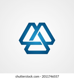 Blue Three Triangle Logo Vector