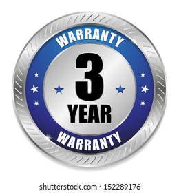 Blue three year warranty button