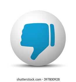 Blue Thumb Down icon on sphere on white background