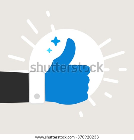 Blue thumb up icon illustration