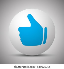 Blue Thumb Up icon on white sphere