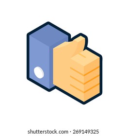 Blue thumb up icon, symbol vector illustration