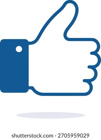 Icono azul del gesto de los pulgares hacia arriba, como aprobar el Vector positivo del Comentarios