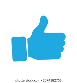Blue thumbs up icon. Like icon. Vector ilustration