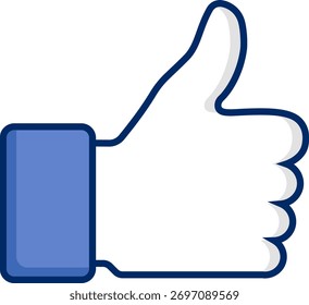 Blue thumbs up icon representing approval, social media like, feedback, and positive response in modern flat vector style