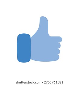 Blue thumbs up icon symbolizing positive feedback, social media marketing, and brand reputation.