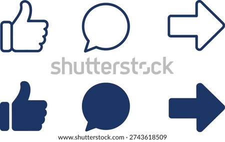 Blue thumbs up speech bubble and arrow