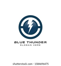 Blue Thunder Bold Logo Icon On The White Background